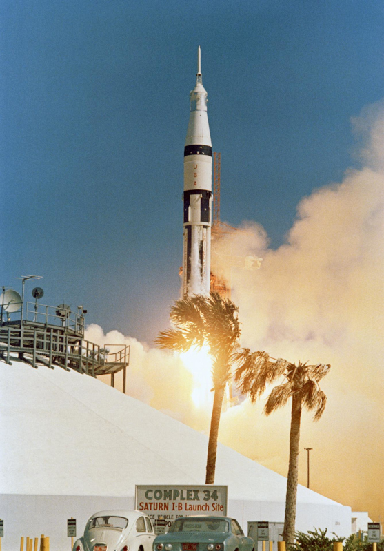 the apollo 7 mission lifts off from Cape Kennedy on 11 October 1968.