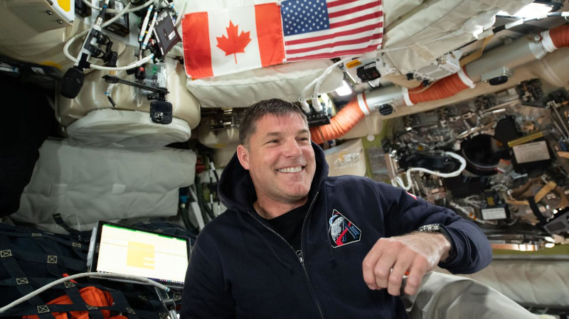 Image of a smiling Jeremy Hansen aboard the Orion spacecraft as it heads towards to Moon on 3 April 2026